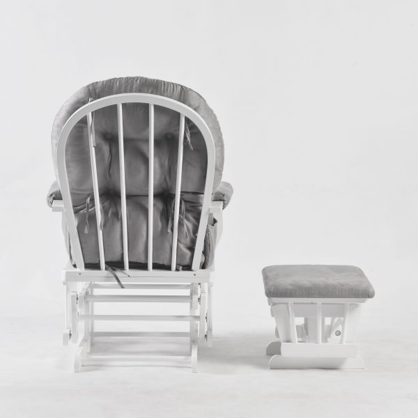 Nursery Glider Chair Back View Back view of classic nursery glider chair showing curved wooden frame