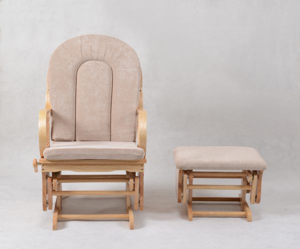 Lockable Wooden Nursery Glider Chair with Ottoman