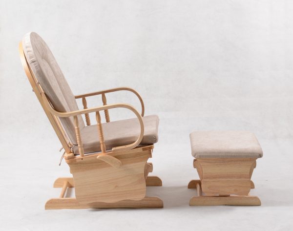 Side locking mechanism on wooden nursery glider chair