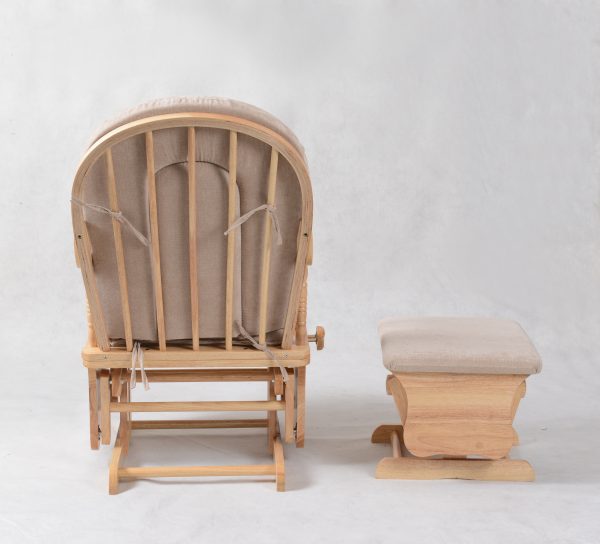Lockable Wooden Nursery Glider Chair with Ottoman