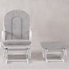 Lockable Wooden Nursery Glider Chair with Ottoman