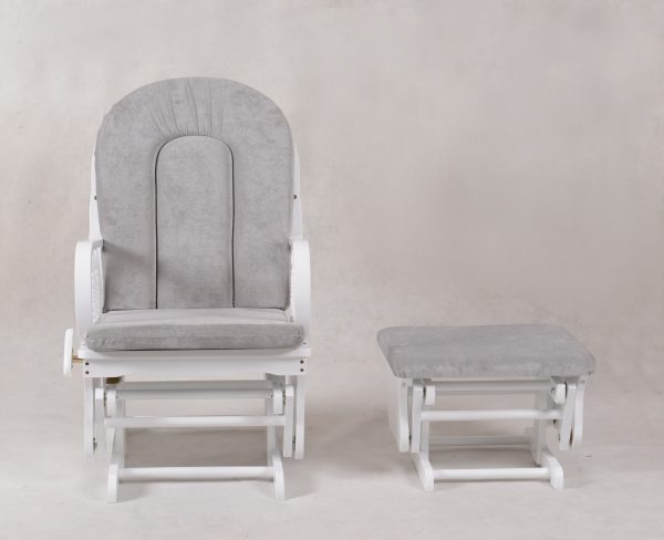 Lockable Wooden Nursery Glider Chair with Ottoman