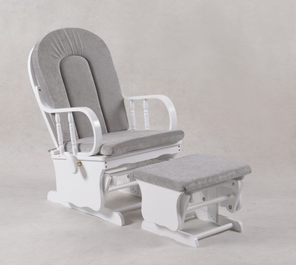 Lockable Wooden Nursery Glider Chair with Ottoman