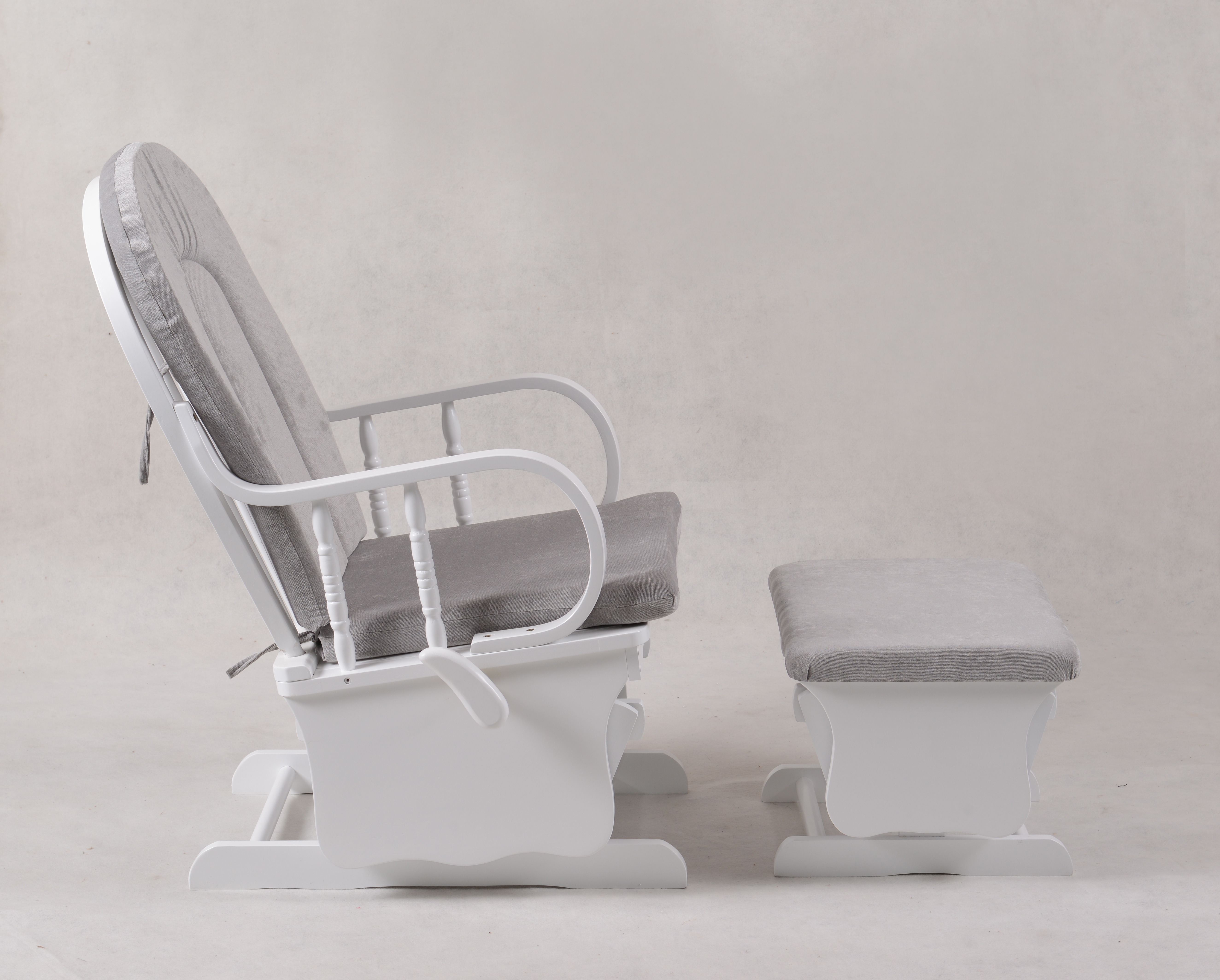 Lockable Wooden Nursery Glider Chair with Ottoman