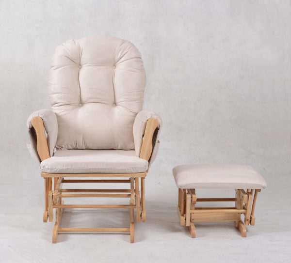 DSC_2023 Tufted Wooden Nursery Glider Chair with Ottoman