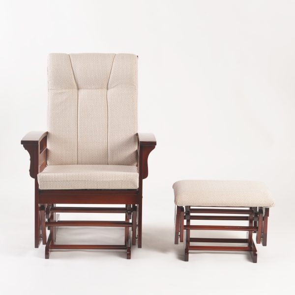 DSC_2024 Traditional Wooden Glider Rocking Chair with Ottoman