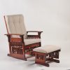 DSC_2028 Traditional Wooden Glider Rocking Chair with Ottoman