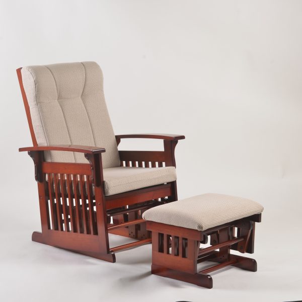 DSC_2028 Traditional Wooden Glider Rocking Chair with Ottoman