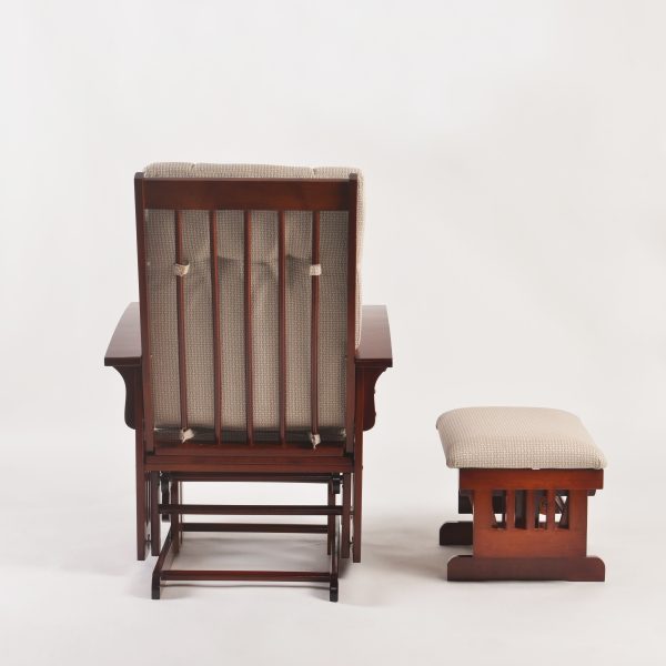 DSC_2031 Traditional Wooden Glider Rocking Chair with Ottoman