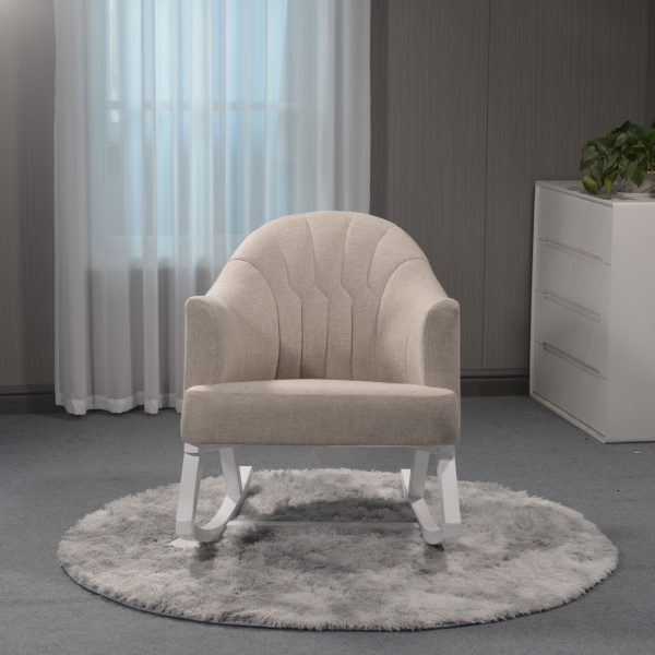 DSC_2041 Upholstered Nursery Rocking Chair with Wooden Rocker Base