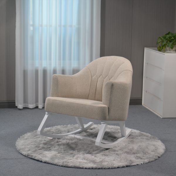 DSC_2044 Upholstered Nursery Rocking Chair with Wooden Rocker Base