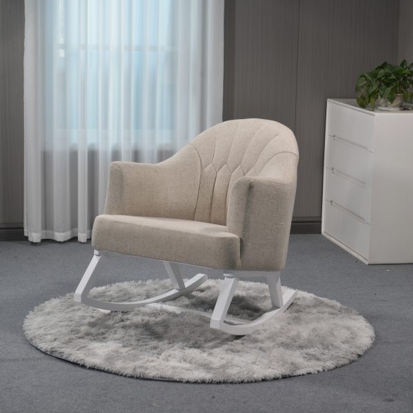 DSC_2045 Upholstered Nursery Rocking Chair with Wooden Rocker Base