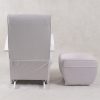 Rear view of light gray nursery glider chair with matching ottoman
