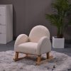 Cream upholstered kids rocking chair with wooden base Boucle Upholstered Kids Rocking Chair