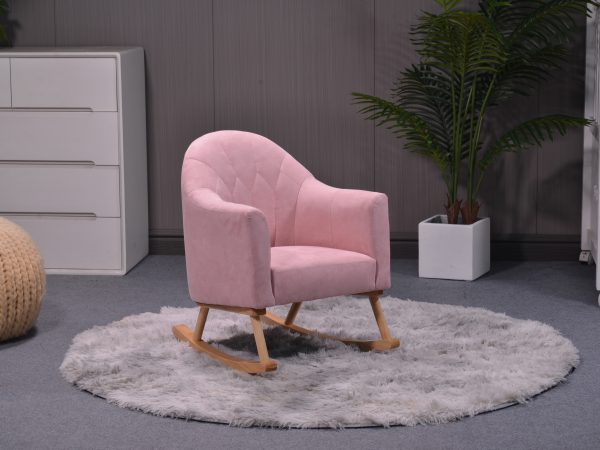 Pink upholstered kids rocking chair