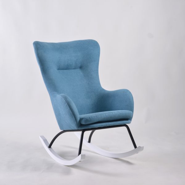 Wingback Nursery Rocking Chair with Wooden Base