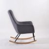 High Back Nursery Rocker Side View Side view of high back nursery rocker with black metal and wood base