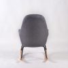 High Back Nursery Rocker Back View Back view of gray upholstered high back nursery rocker