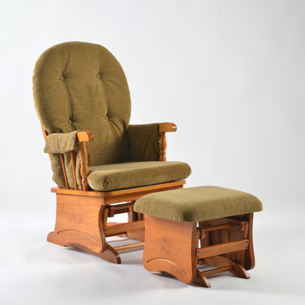 Green Wooden Nursery Glider Chair with Ottoman Green wooden nursery glider chair with ottoman and padded high back