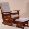 DSC_2819 Traditional Wooden Glider Rocking Chair with Ottoman