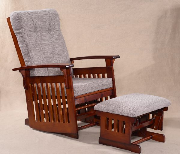 DSC_2819 Traditional Wooden Glider Rocking Chair with Ottoman