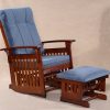 DSC_2822 Traditional Wooden Glider Rocking Chair with Ottoman