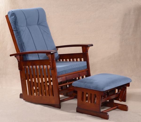 DSC_2822 Traditional Wooden Glider Rocking Chair with Ottoman