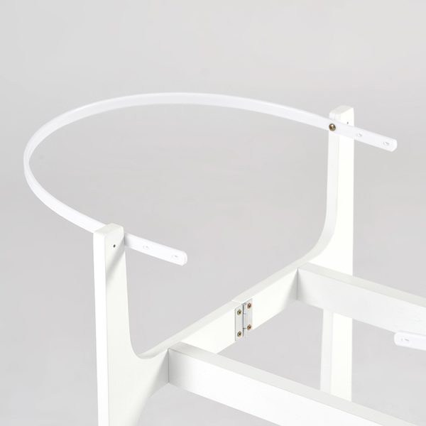 Wooden Rocking Baby Bassinet with Woven Basket & Canopy