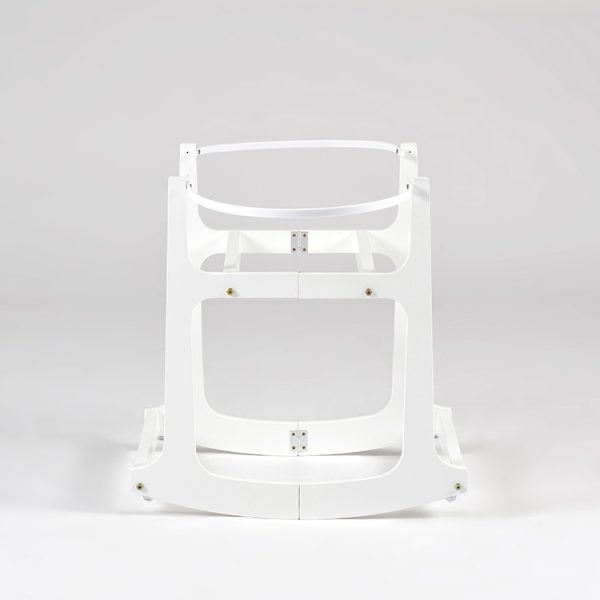 Wooden Rocking Baby Bassinet with Woven Basket & Canopy