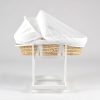 Wooden Rocking Baby Bassinet with Woven Basket & Canopy
