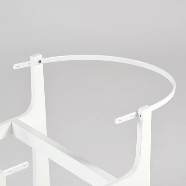 Wooden Rocking Baby Bassinet with Woven Basket & Canopy