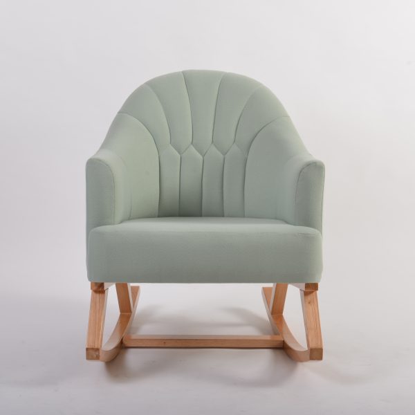 DSC_3064 Upholstered Nursery Rocking Chair with Wooden Rocker Base