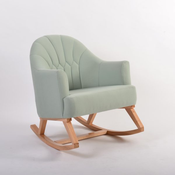 DSC_3067 Upholstered Nursery Rocking Chair with Wooden Rocker Base