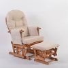 Tufted Padded Nursery Glider Chair White Frame Tufted padded nursery glider chair with white wooden frame and ottoman