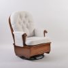 Tufted Nursery Glider Chair White Front View White tufted nursery glider chair with circular gliding base