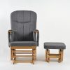 Gray Wooden Nursery Glider Chair Set Gray wooden nursery glider chair with matching gliding ottoman and natural wood frame