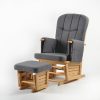 Wooden Nursery Glider Chair with Ottoman Wooden nursery glider chair with gray upholstery and matching ottoman