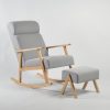 Gray Wooden Nursing Rocking Chair Gray upholstered wooden nursing rocking chair with matching ottoman