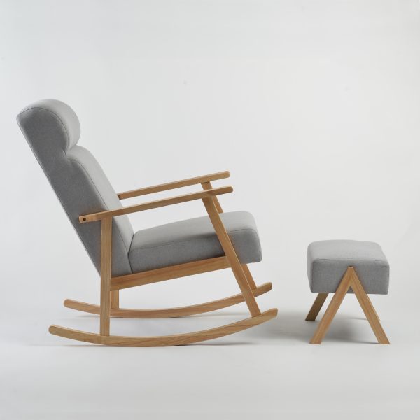 DSC_3606 Upholstered Wooden Nursery Rocking Chair with Ottoman