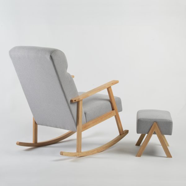 DSC_3607 Upholstered Wooden Nursery Rocking Chair with Ottoman