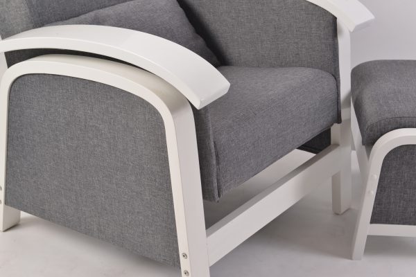 Modern Nursery Glider Chair with Ottoman | Scandinavian Baby Feeding Chair