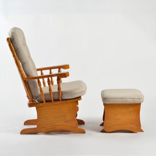 DSC_3671 Button Tufted Wooden Nursery Glider Chair with Ottoman