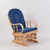 Blue Wooden Glider Chair with Ottoman Natural wooden nursery glider chair with blue upholstery and matching ottoman