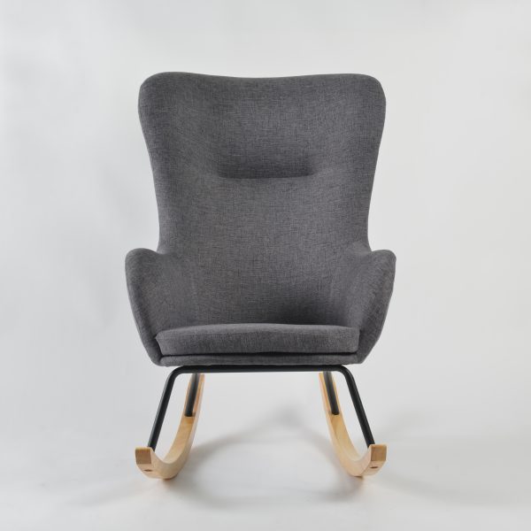 Wingback Nursery Rocking Chair with Wooden Base