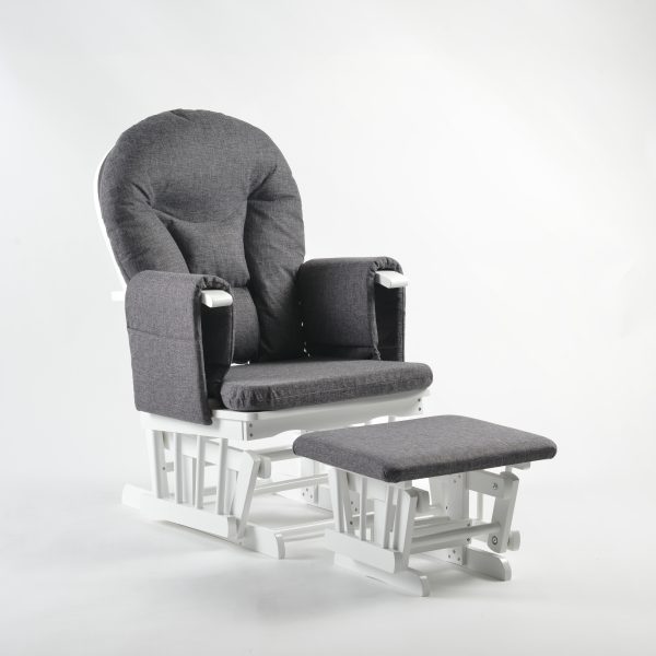 Cream Wooden Nursery Glider with Ottoman Padded Wooden Nursery Glider Chair with Ottoman