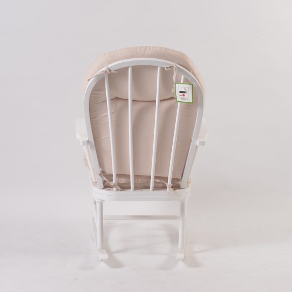 Durable wooden frame structure of an upholstered adult rocking chair