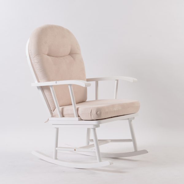 Adult Rocking Chair with Upholstered Cushion | Wooden Lounge Chair