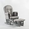 Gray High Back Nursery Glider Chair Gray padded nursery glider chair with white frame and matching ottoman