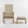 DSC_3973 Beige upholstered rattan nursery rocking chair with wooden frame and ottoman