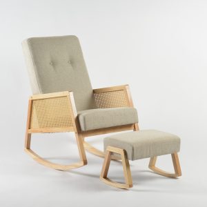 DSC_3974 Rattan Armrest Nursery Rocking Chair with Ottoman